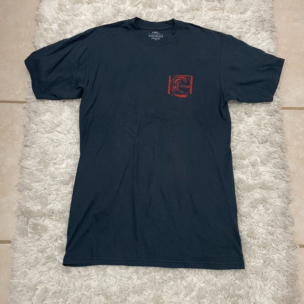 O'NEILL Standard Fit Mens Navy Blue Medium Surfing Graphic Back Tshirt